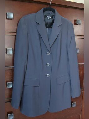 Vintage 90s Kasper Charcoal Longline Blazer Size 10 Tailored Jacket